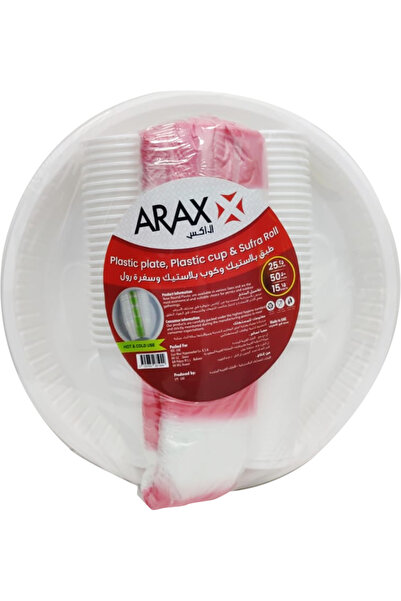 ARAX Plastic Plate 10in + Cup 6oz + Sufra Roll