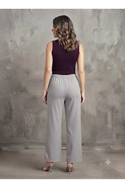 Modella Life Women's Linen-Look, High-Waisted, Elastic Waist and Lace-Up, High-Waisted Wide-Leg Pants