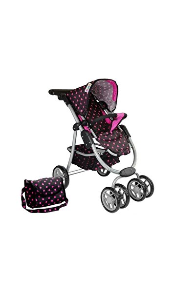 LeanToys Carucior pentru papusi Alice 2-in-1 si carucior sport, cu model negr...