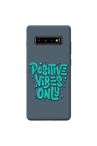 Other Samsung S10 Positive Vibes Only Dark Grey Colored Silicone TPU Θήκη