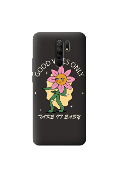 Other Xiaomi Redmi 9 Good Vibes Only Black Colored Silicone TPU Θήκη