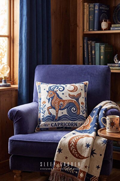 Sleep Garden Capricorn Zodiac Sign Design Modern Decorative Throw Pillow Cove...