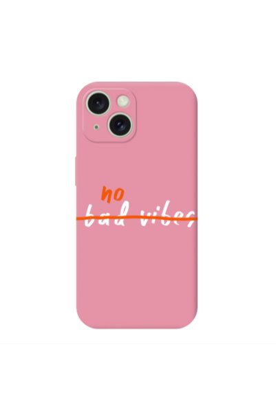 Other Apple iPhone 15 Plus No bad vibes 2 Pink Colored Silicone TPU Θήκη