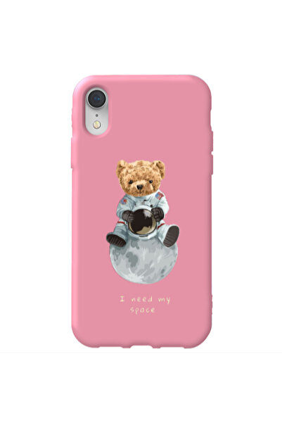 Other Apple iPhone Xr Bear in space Pink Colored Silicone TPU Θήκη
