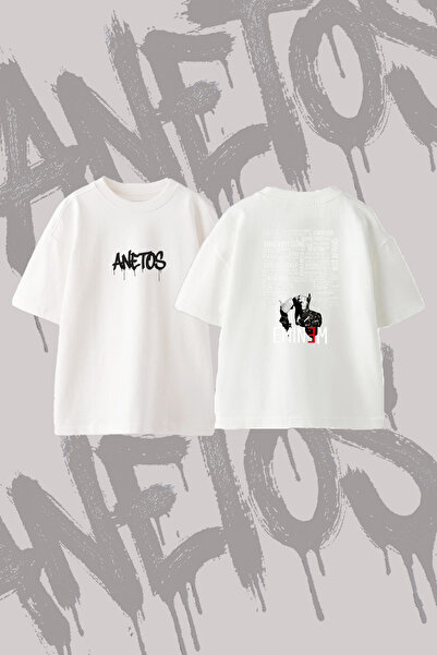 Anetos Eminem_15 Design Printed Oversize Crew Neck T-Shirt White