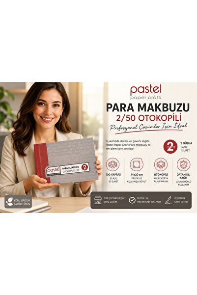 pastel paper craft Para Makbuzu 14x20 cm 2/50 (50 asıl 50 suret 100 yaprak) O...