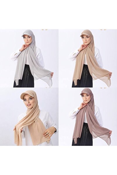 ALDAIYR Ready-Made Shawl Hijab with 4 Hats Sandy