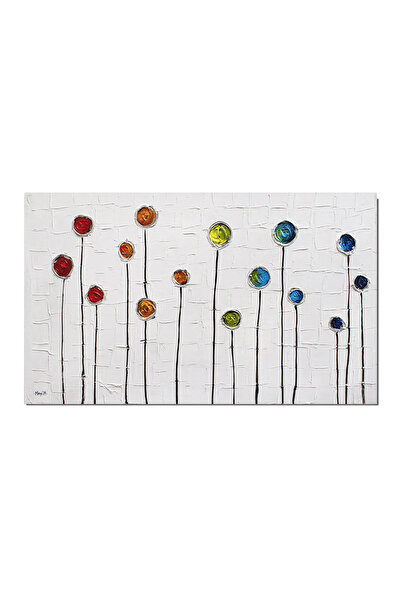artnova Tablou modern pictat manual, Flori in abstract, 100x60cm ulei pe panz...