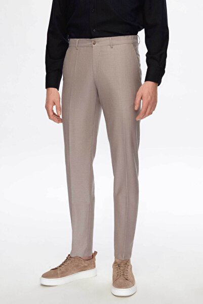 Damat Slim Fit Vizon Yün-Tencel Kumaş Pantolon