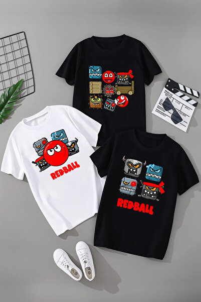 MAGORS تي شيرت أطفال مطبوع من REDBALL مكون من 3 قطع، مقاس عادي، 100% قطن