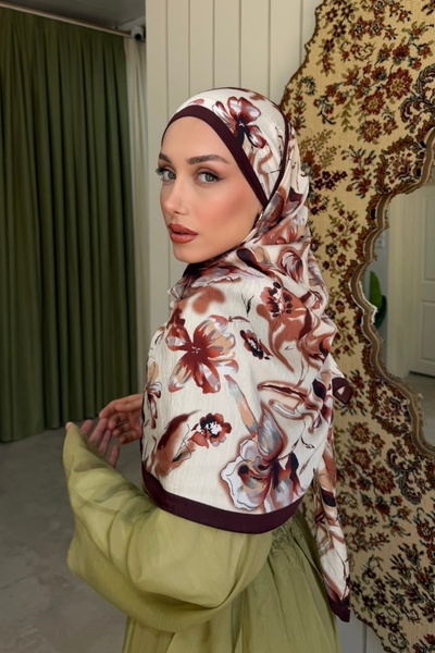 İmajButik Brown Patterned Shawl