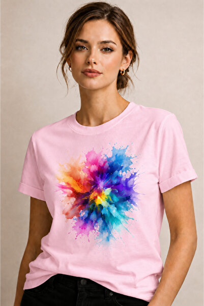 VODEXA Women's Oversize T-Shirt Mixed Colors Printed 100% Cotton T-Shirt Comf...
