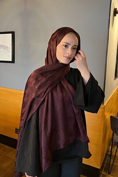 YILDIZ SCARFS Premium Jacquard Shawl Ivy Pattern - Burgundy