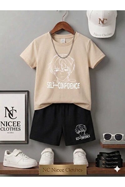 NC Nicee Clothes Summer Children's T-Shirt Shorts Unisex (Self Confidance Pri...