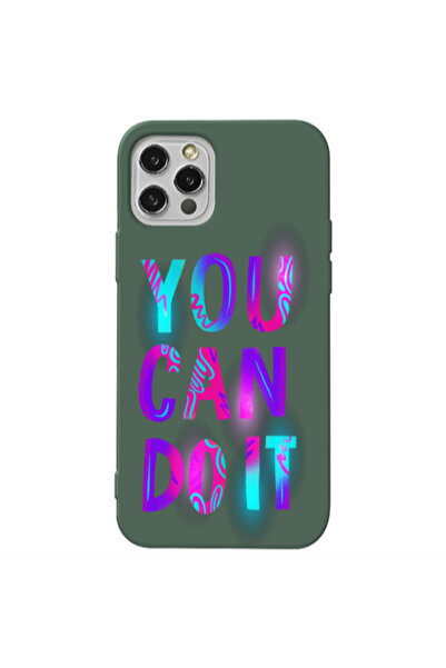 Other Apple iPhone 12 Pro You Can Doit Dark Green Colored Silicone TPU Θήκη