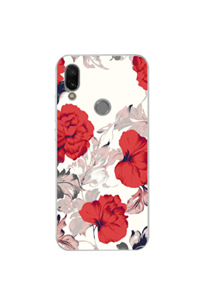 Other Xiaomi Redmi Note 7 Red Flowers Transparent Silicone TPU Θήκη