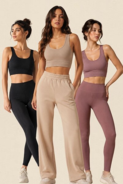 fevien Women's 3-Pack Thick Straps Padded Ribbed Diver Camisole Sports Bra Br...