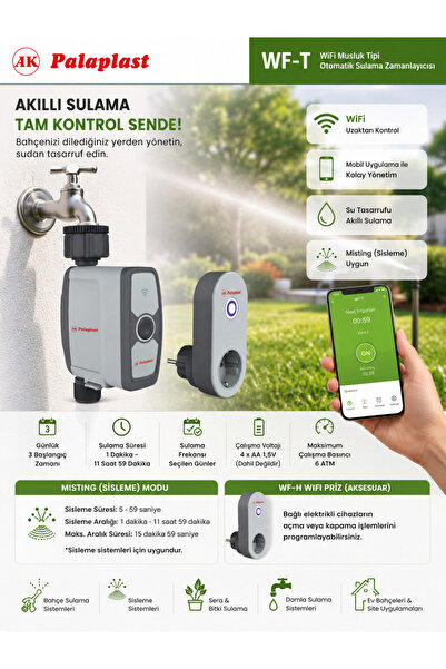 AK PALAPLAST WF-T WiFi Musluk Tipi Otomatik Sulama Zamanlayıcısı