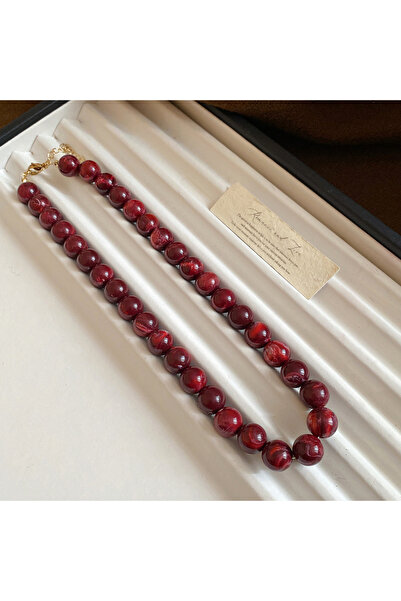 Choice1 rose red color Multi-color Smudging Round Beads Acrylic Choers Neckla...