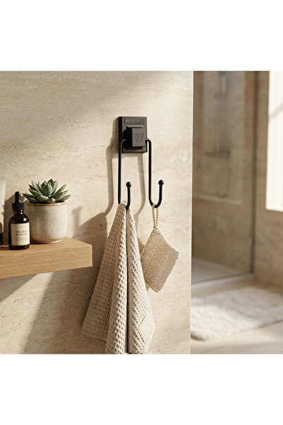 PROFİX Çift Kancalı Banyo Askısı - Siyah