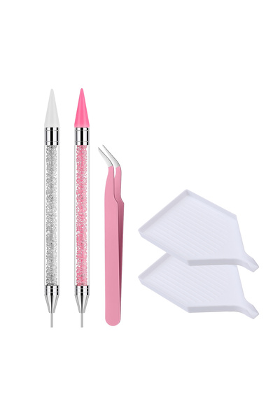 Choice Red Dual-End Nail Rhinestone Picker Tool Set, Wax Dotting Pens Curved ...