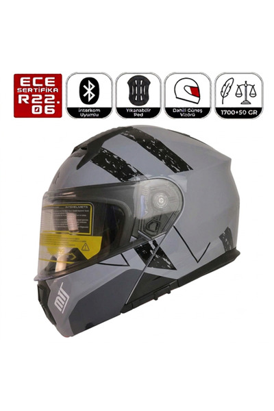 MTS M966 V2 WX10 Motosiklet Kaskı Güneş Vizörlü Çene Açılır Motorcu Kask
