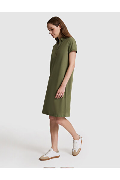 Pierre Cardin Каки плетена рокля с поло яка и А-линия 50326877-VR027