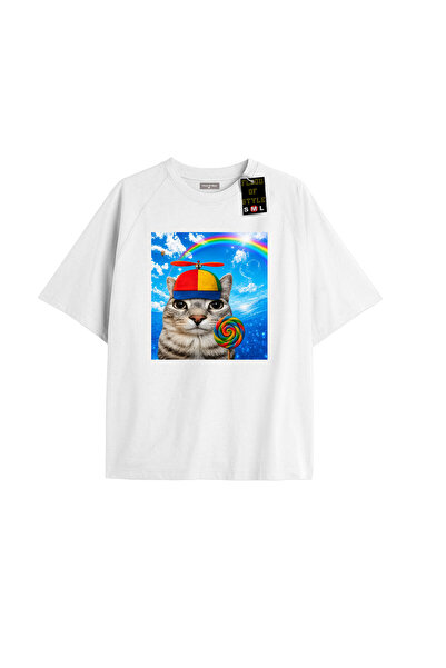 Flood Of Style Funny Happy Cat Dreamcore Meme Brainrot Silly Kitty T-Shirt fo...