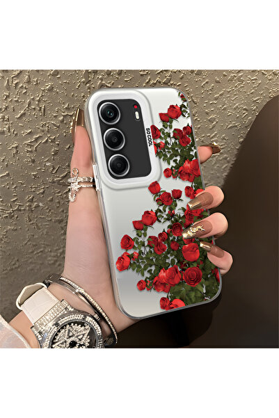 SLIMFELT Tecno Camon 40 Uyumlu Güzel Çiçek Baskılı, Sade ve Şık, Şok Emici Si...