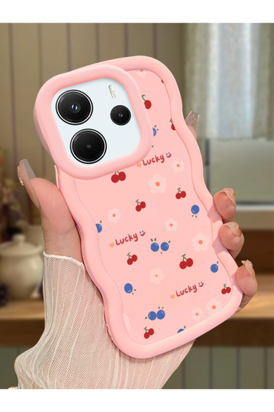 PATTERNOVA Redmi Note 14 4G Uyumlu Ferah kiraz çiçek dalgalı kılıf, ince tatl...