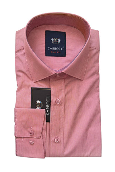 OEM Camasa barbati, roz cu dungi maneca lunga, slim fit, bumbac-poliester, ma...