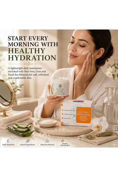 Glory Plants Aloe Vera Moisturizing Cream with Moringa Technology 100Ml, Deep Hydration Face & Body Moisturizer, Non-Greasy Formula, Soothes & Nourishes Dry Skin, Suitable for All Skin Types