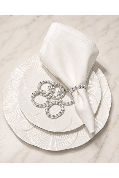 NURHAN HOME COLLECTION Pearl Silver 6-Piece Napkin Ring Set