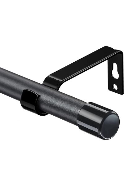 OEM Galerie perdea simplă reglabilă din oțel mat rezistentă negru 76-198 cm