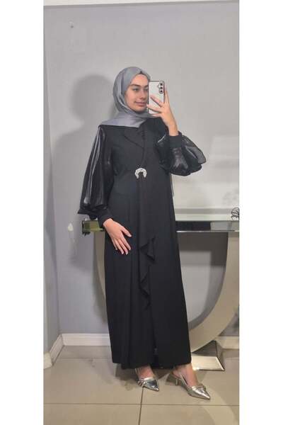 CLIO KOLLARI ŞİFONLU UZUN CEKETLİ TAKIM