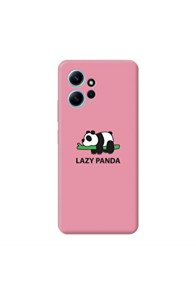 Other Xiaomi Redmi Note 12 4G Lazy panda Pink Colored Silicone TPU Θήκη
