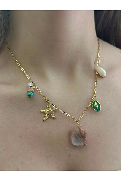 BYYEŞO Colorful Charm Detail Steel Necklace
