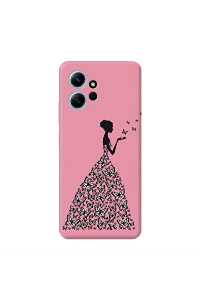 Other Xiaomi Redmi Note 12 4G Butterfly Girl Pink Colored Silicone TPU Θήκη