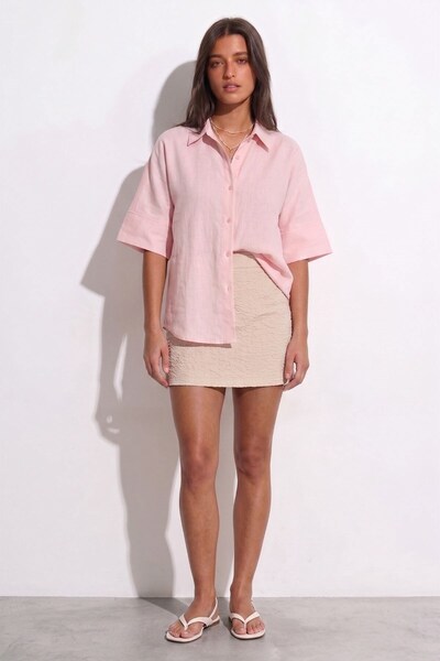 Shopping Shop Half Sleeve Oversize Shirt Pink