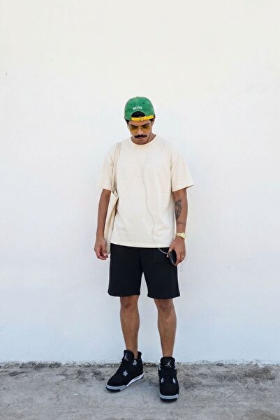 gothamvibes Erkek Kısa Kollu Basic Kırık Beyaz T-Shirt