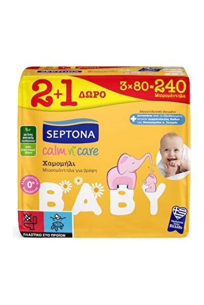 Septona Calm N' Care Μωρομάντηλα Χαμομήλι (3x80 τεμάχια) 240 τεμάχια