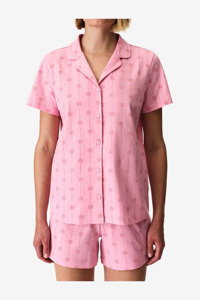 Penti Women Pink Stardust Short Sleeve Shirt Shorts Pink Set