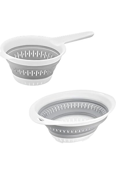 Yıldızan Collapsible Colander Set, 40 cm Round and 30.5 X 14 cm with Handle, ...