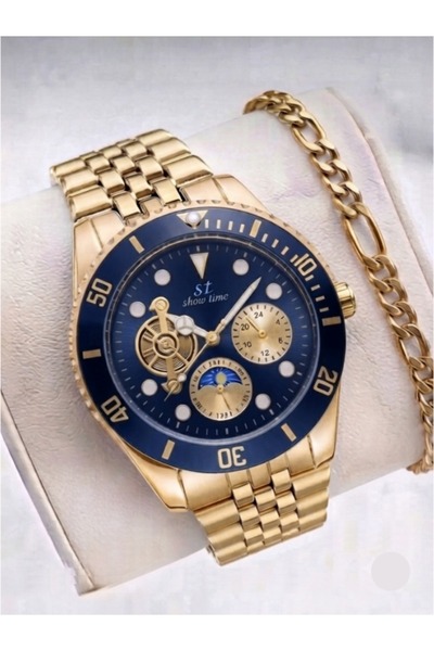 Feronnucci Men's Wristwatch with Bracelet Gift Gold Steel Band Colorful Dial ...
