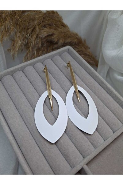 Kaan Accessoire أقراط متدلية بتصميم هندسي مع تفاصيل ذهبية، إكسسوار نسائي عصري