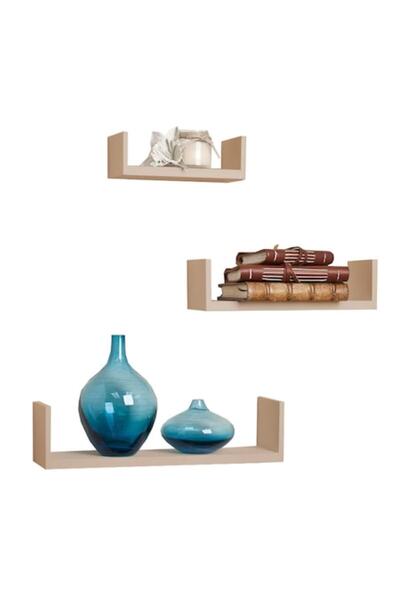 JHOME Set of 3 U-shaped suspended shelves, Sonoma Oak