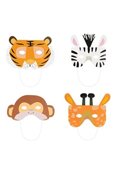AVA Măști de petrecere cu animale din junglă, din hârtie, unisex - 8 bucăți