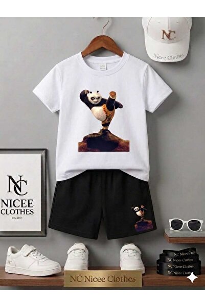 NC Nicee Clothes LETNJA DEČJA MAJICA I KRATKE HLAČE UNISEKS (SA ŠTAMPOM PANDE...