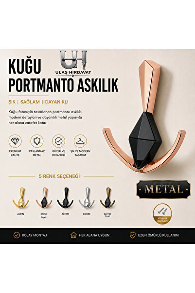 Ulaş Hırdavat Metal Portmanto Askısı Kuğu Lüx Duvar Askılığı 5 Renk Seçenekli...