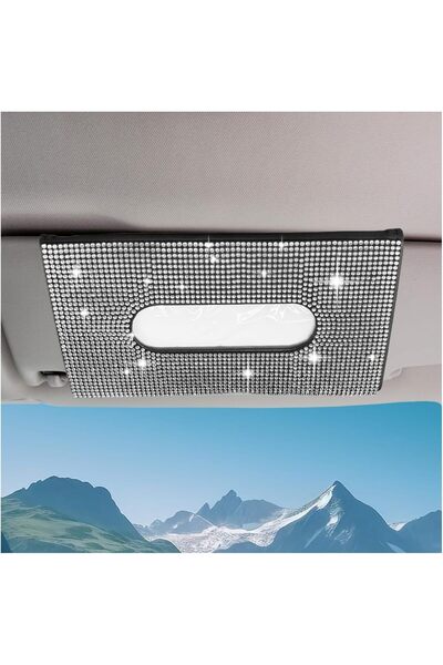 Arabest Car Sun Visor Tissue Box Holder,Bling PU Leather,Glitter Crystal Rhin...